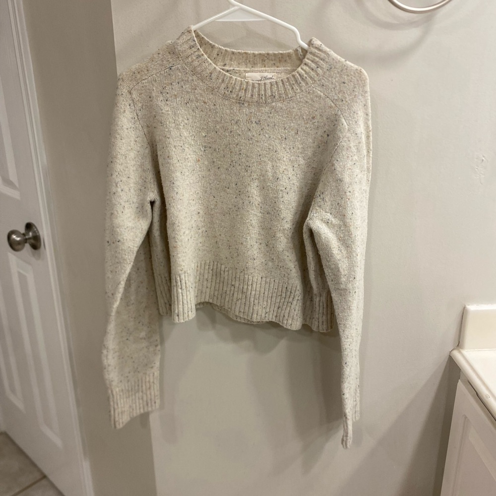 Women's Speckled Crop Cream Sweater
